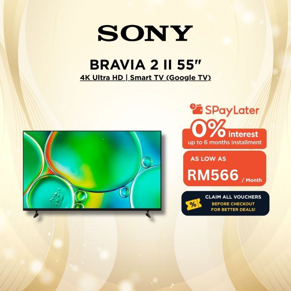 [FREE TNG] SONY BRAVIA 2 II K-S20M2 | 4K Processor X1 | 4K Ultra HD | High Dynamic Range (HDR) | Smart TV (Google TV)