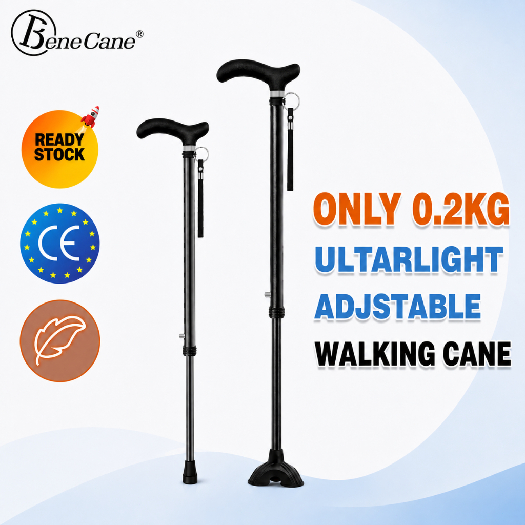 UltraLightweight Walking Cane (200g) Non-Slip Adjustable Stick Tongkat Orang For Elderly & Seniors