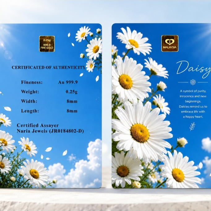 Naria 999.9/24K Gold Bar 0.25gm Daisy Design Emas Tulen Bunga Daisy Gold&hellip;