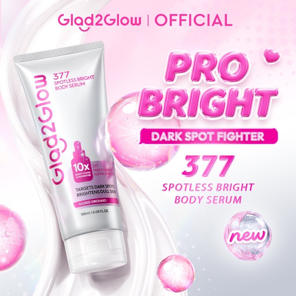 [ Ready Stock-Limited Qty ]Glad2Glow 377 Spotless Bright Body Serum 180ml Body Lotion Body Cream Whiten Fade Spot G2G