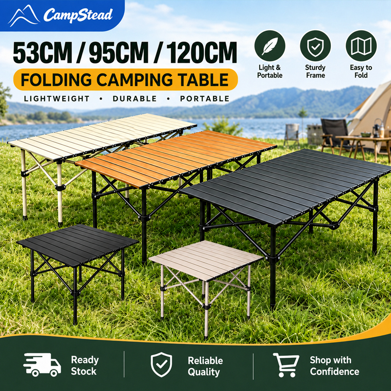 【Campstead】Foldable Camping Table Portable Folding Meja Outdoor garden Picnic Table Egg Roll Table Aluminum makan lipat
