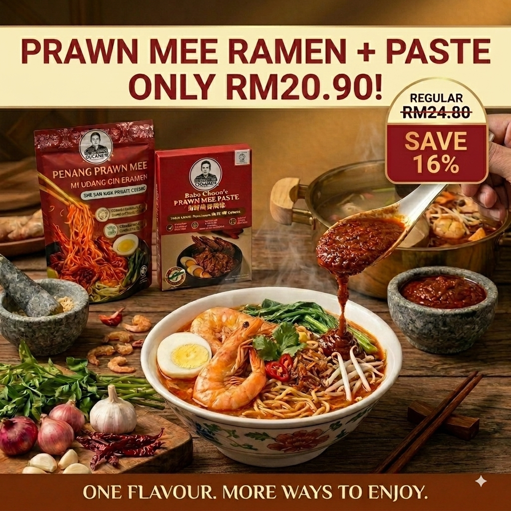 BABA CHOON'S Penang Prawn Mee Ramen + Prawn Mee Paste Combo Bundle | Halal Mi Udang Ori Penang + Pes Udang (Set Value)