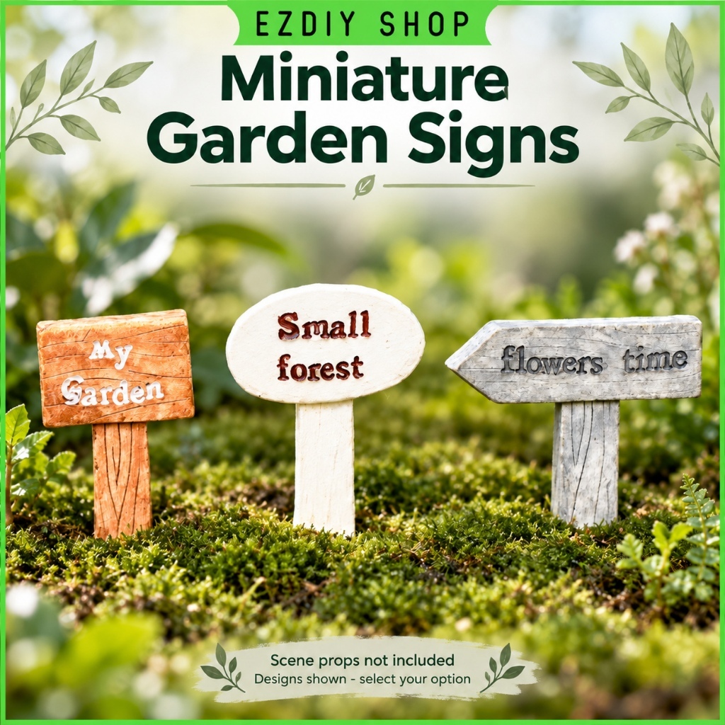 Mini Resin Garden Sign Board Fairy Garden Terrarium Bonsai DIY Micro Landscape Decor