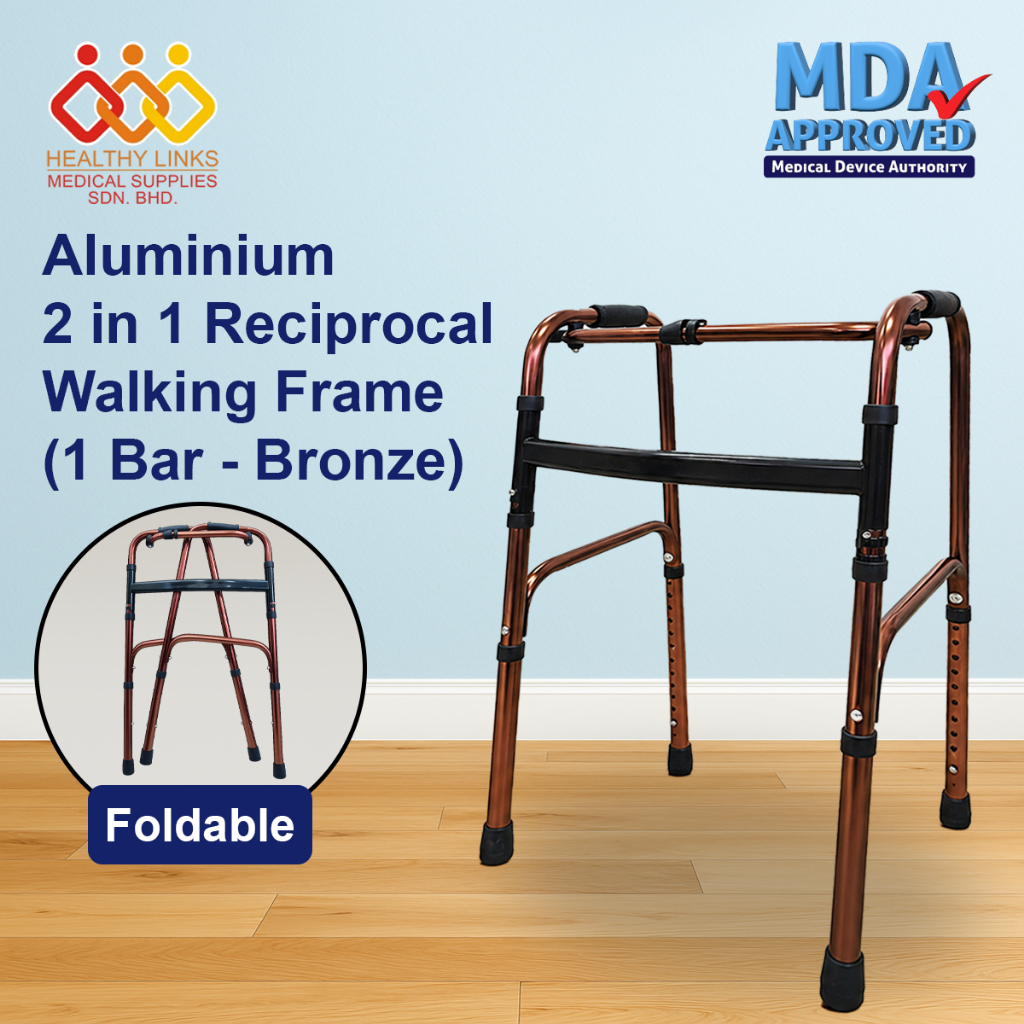 2 in 1 Aluminium Reciprocal / Foldable Stainless Steel Walking Frame Walking Aid Tongkat Bantu Jalan