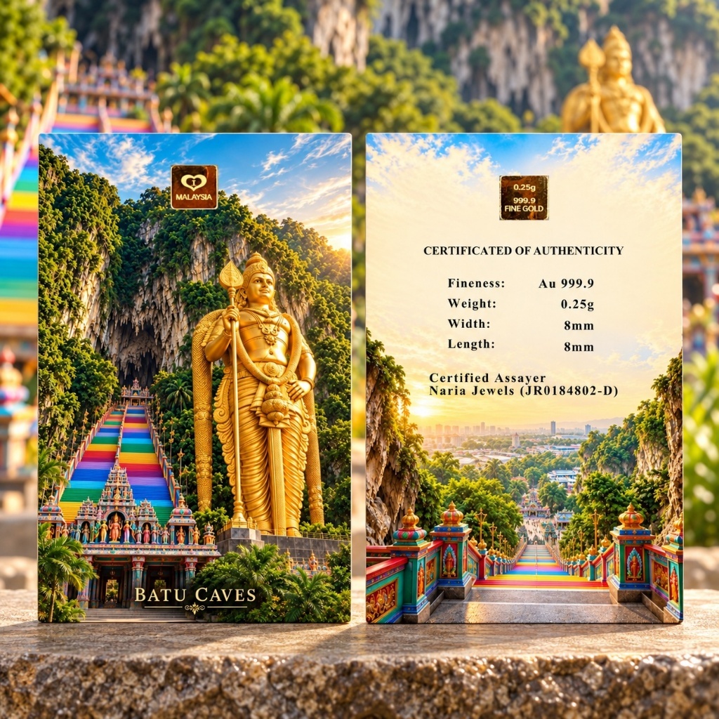 Naria 999.9/24K Gold Bar 0.25gm Batu Caves Design Emas Tulen Gold Investment&hellip;