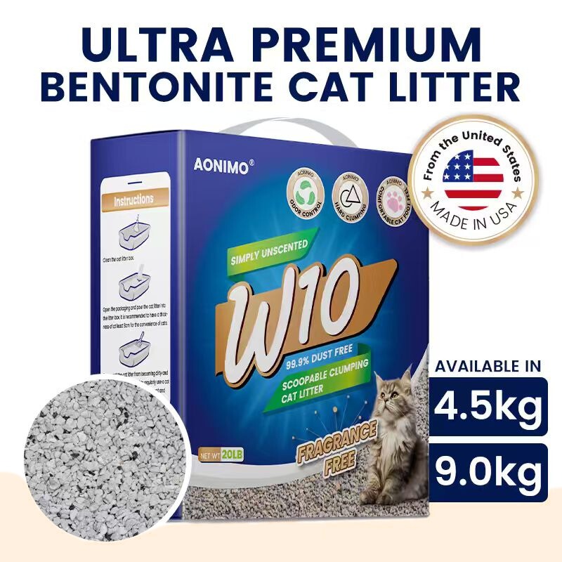 [AONIMO] USA Sodium Bentonite Cat Litter 4.5kg/9.0kg – 0% Chemical, Strong Odor Control