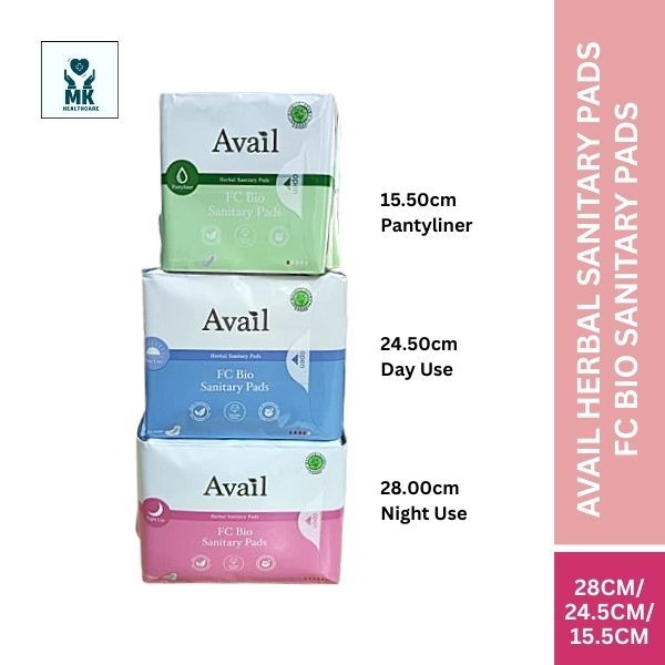 AVAIL FC PREMIUM QUALITY BIO SANITARY PADS (PANTRYLINER, NIGTH USE, DAU USE) EXP:11/2027