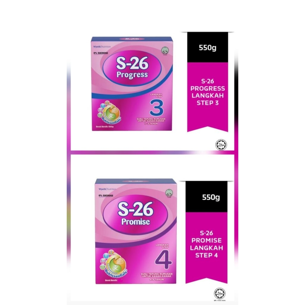 OLD PACKAGING [STOCK CLEARANCE] S26 S-26 step 3 Progress/step 4 Promise Milk Formula Powder 550g 1.1kg 1.65kg