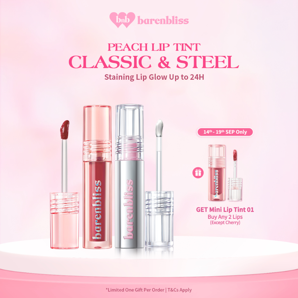 [NEW UPGRADE] BNB barenbliss Peach Makes Perfect Lip Tint, Classic & Steel Edition [Glossy Finish, 24H Lasting Glow] 3g