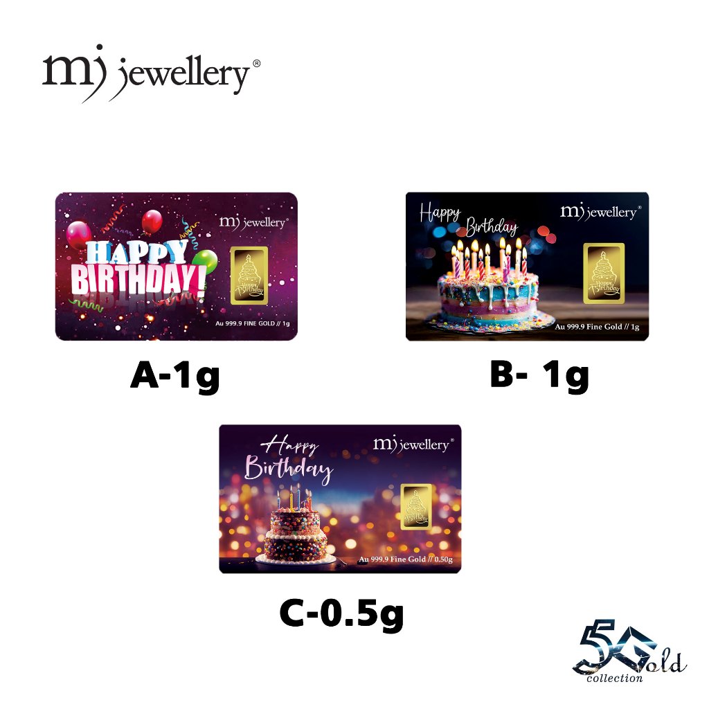 MJ Jewellery 5G Gold Collection 999.9/24K Happy Birthday Series Gold Bar F14&hellip;