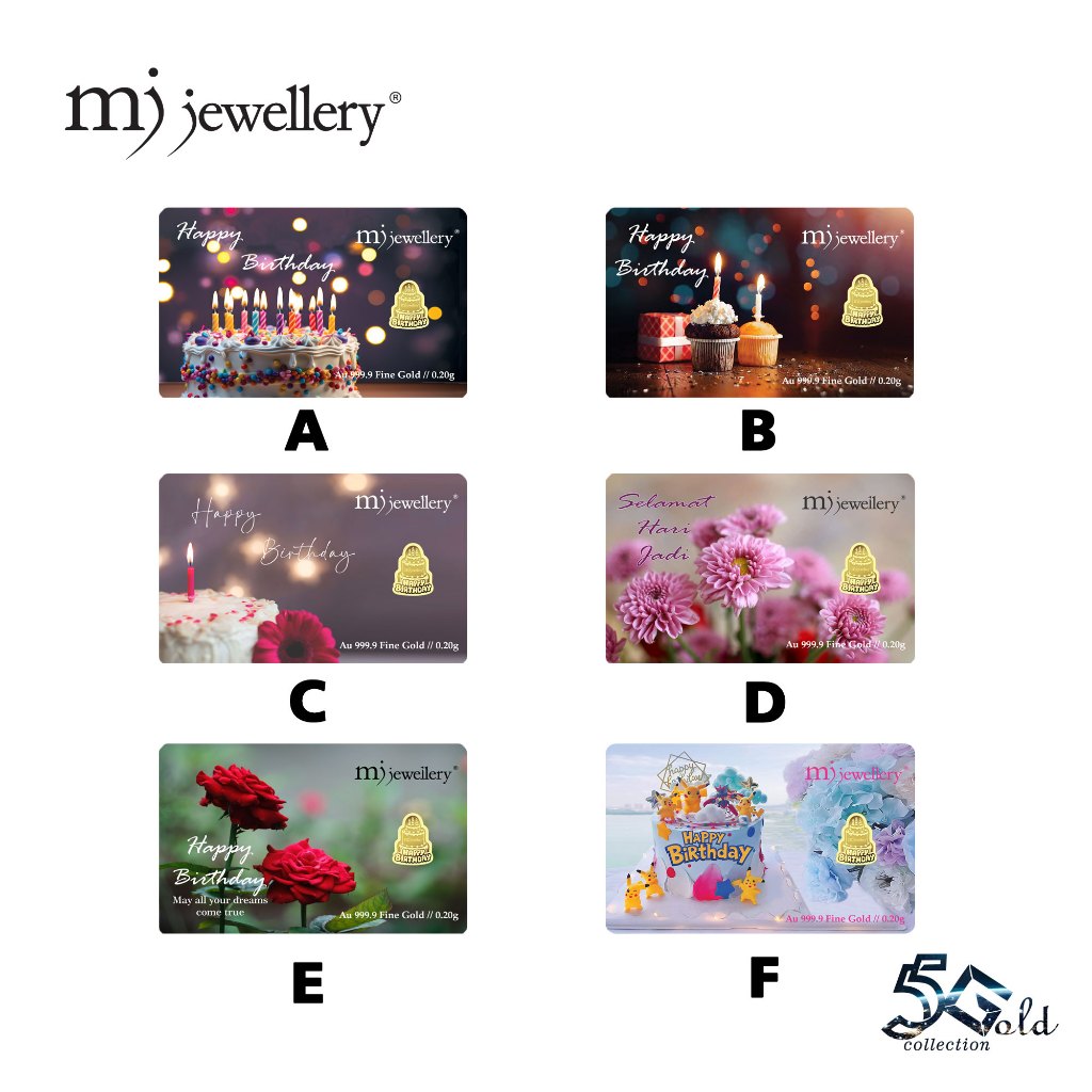 MJ Jewellery 5G Gold Collection 999.9/24K Happy Birthday Series Gold Bar F37&hellip;