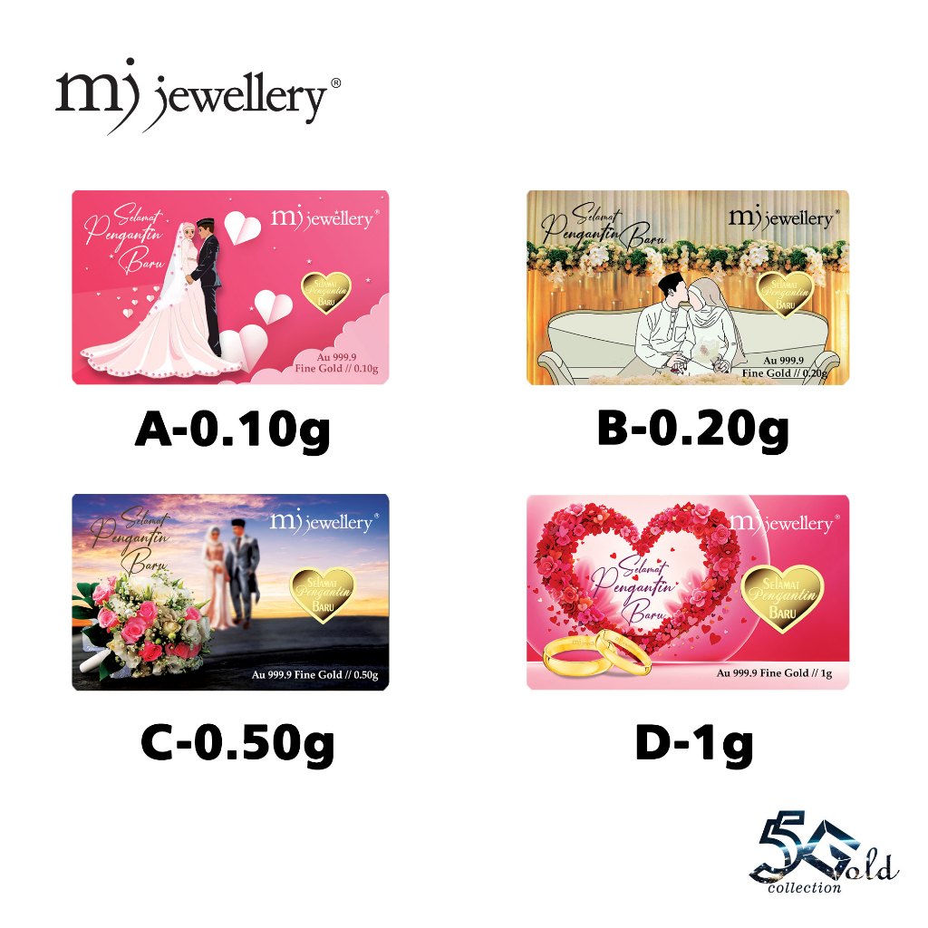 MJ Jewellery 5G Gold Collection 999.9/24K Malay Wedding Series Gold Bar F42&hellip;