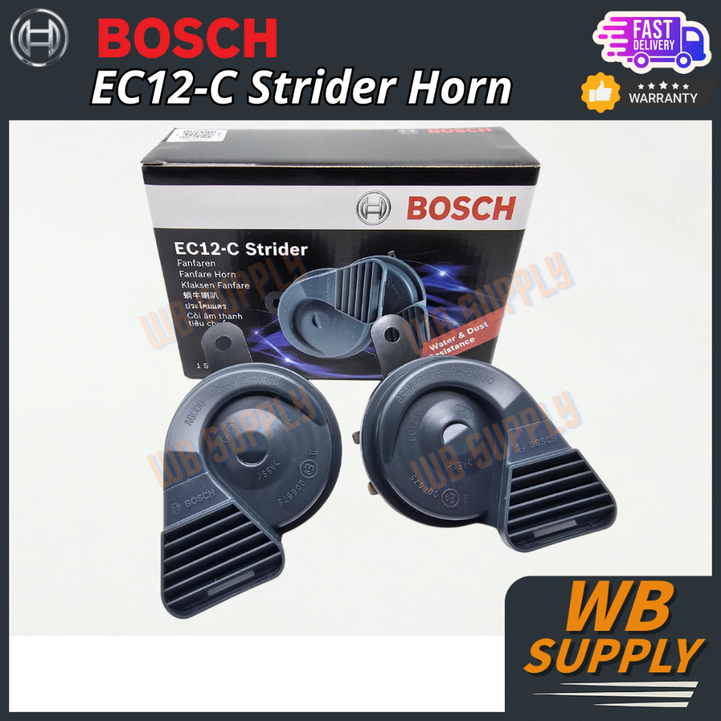 BOSCH Strider EC12-C Fanfare Horn Set 12V Dual Tone Car Horn Loud Durable Universal Vehicle Horn BM HON KERETA