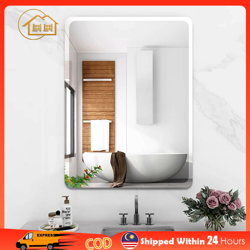 LI- Bathroom Mirror Punch-Free Frameless Cermin Bilik Mandi Wall Mirror Toilet Mirror Vanity Mirror Makeup Mirror 免打孔玻璃镜