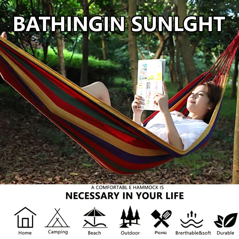 OYHYO Hammock Swing Load 600kg Canvas Ventilate Comfortable Outdoor Camping Beach Travel Sleeping Bed 吊床