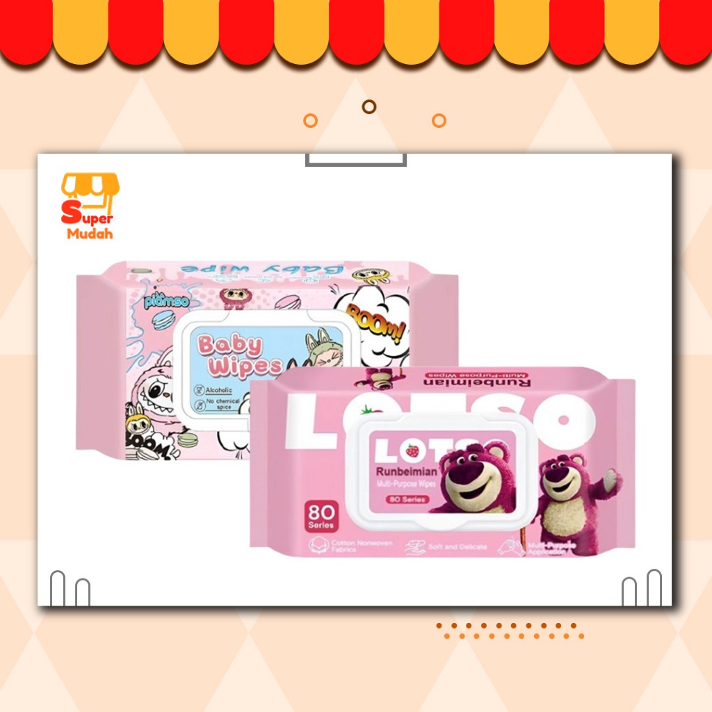 Tisu Bayi Big Pek 80pcs Tanpa Alkohol Dan Bahan Kimia Tisu Basah Lembut Anti Bakteria Sesuai Untuk Kulit Bayi Sensitif