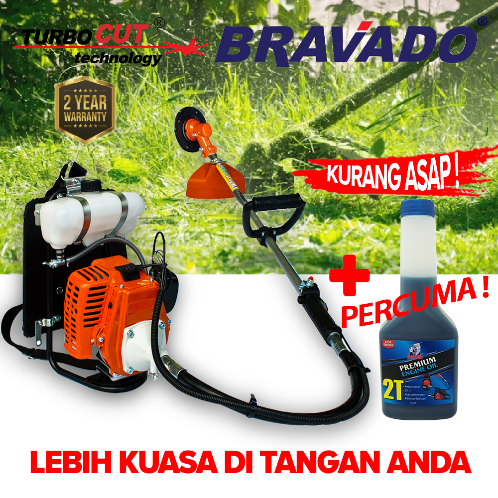 BRAVADO TurboCUT® BG328 | Heavy Duty Mesin Potong Rumput | Backpack Brush Cutter | Grass Trimmer | 2 TAHUN WARRANTY