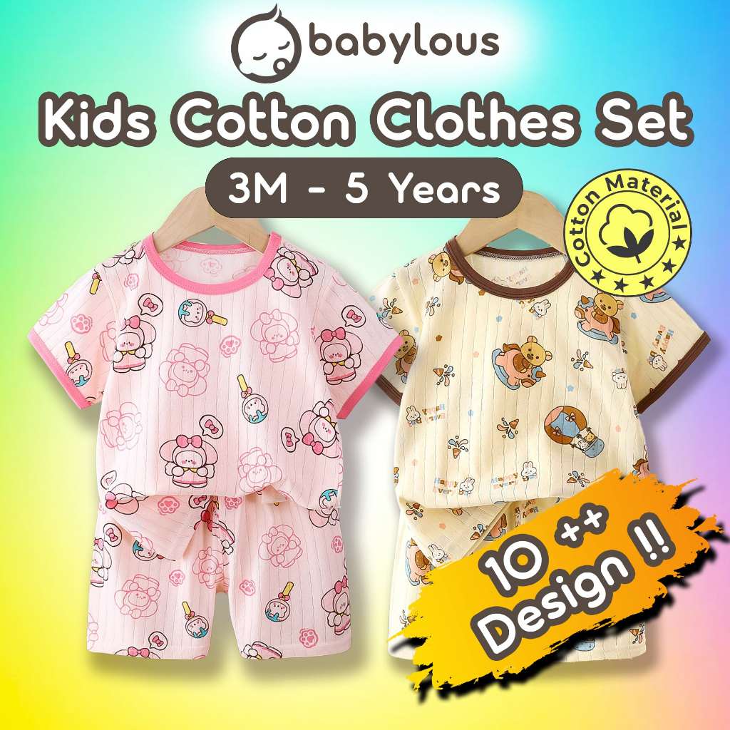 Baju Budak Lelaki Murah Kids Short Sleeve Clothes Set Baju Bayi Baby Boy Baby Girl Newborn Toddler Clothing Babylous