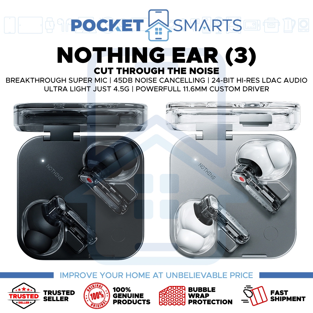 [Malaysia Set] Nothing Ear (3) | Super Mic | AI Essential Space & ChatGPT | Adaptive ANC | Spatial sound