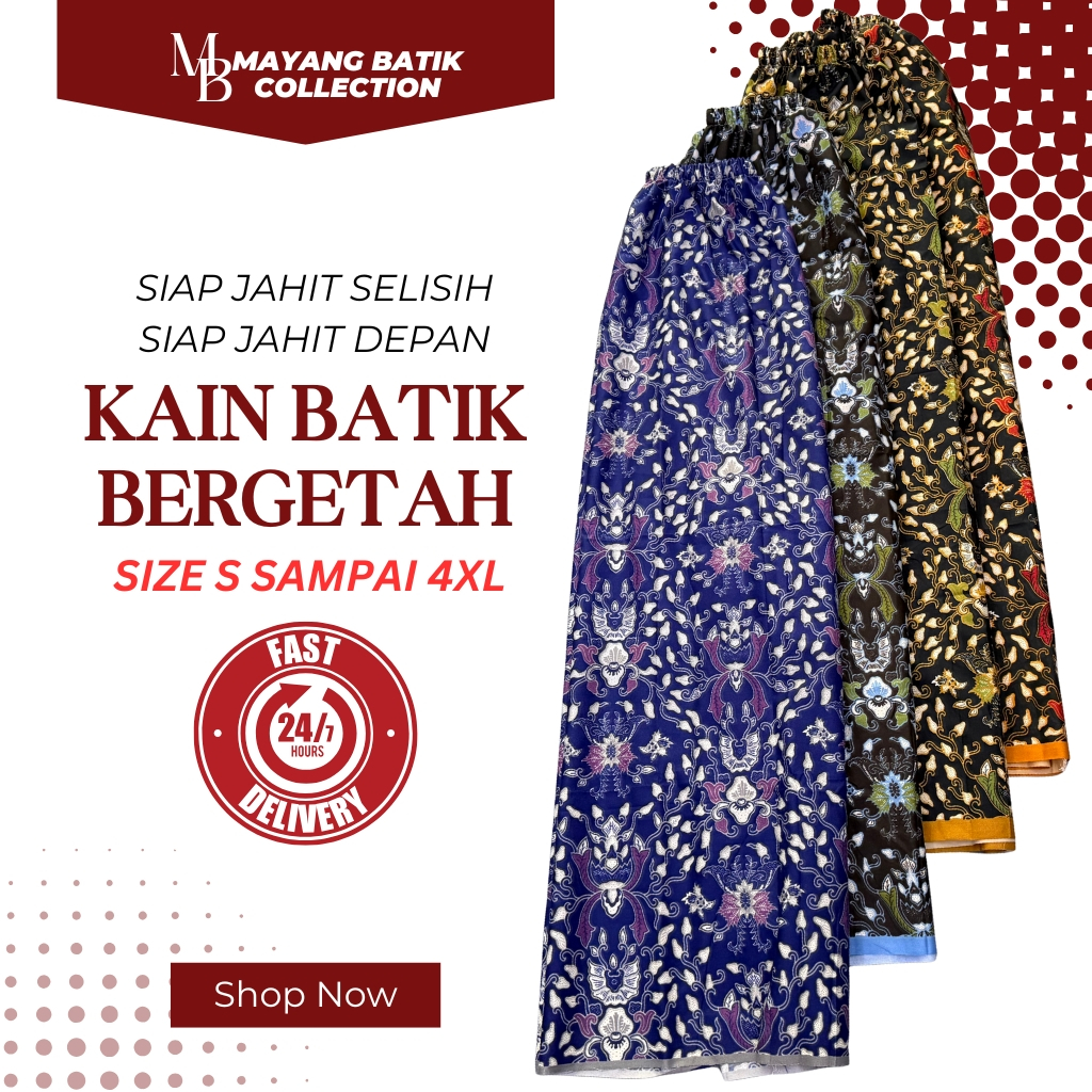 Kain Berpantang Bergetah / Kain Batik Instant / Confinement Sarong /Kain Batik Sarong Siap Getah Pinggang [7072 - 7075]