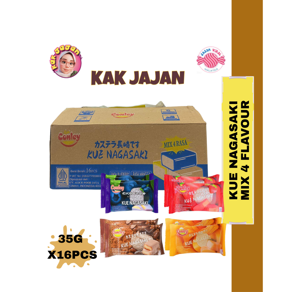 KUE NAGASAKI MIX 16PCS KEK MOCHI HALAL