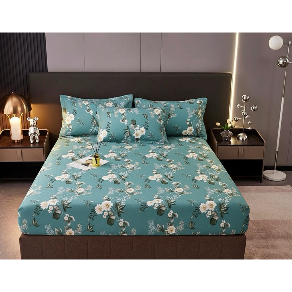 CADAR FITTED MURAH 100%Cotton(Cadar Fitted Fully Getah Keliling)Cadar Bedsheet(King,Queen,Single