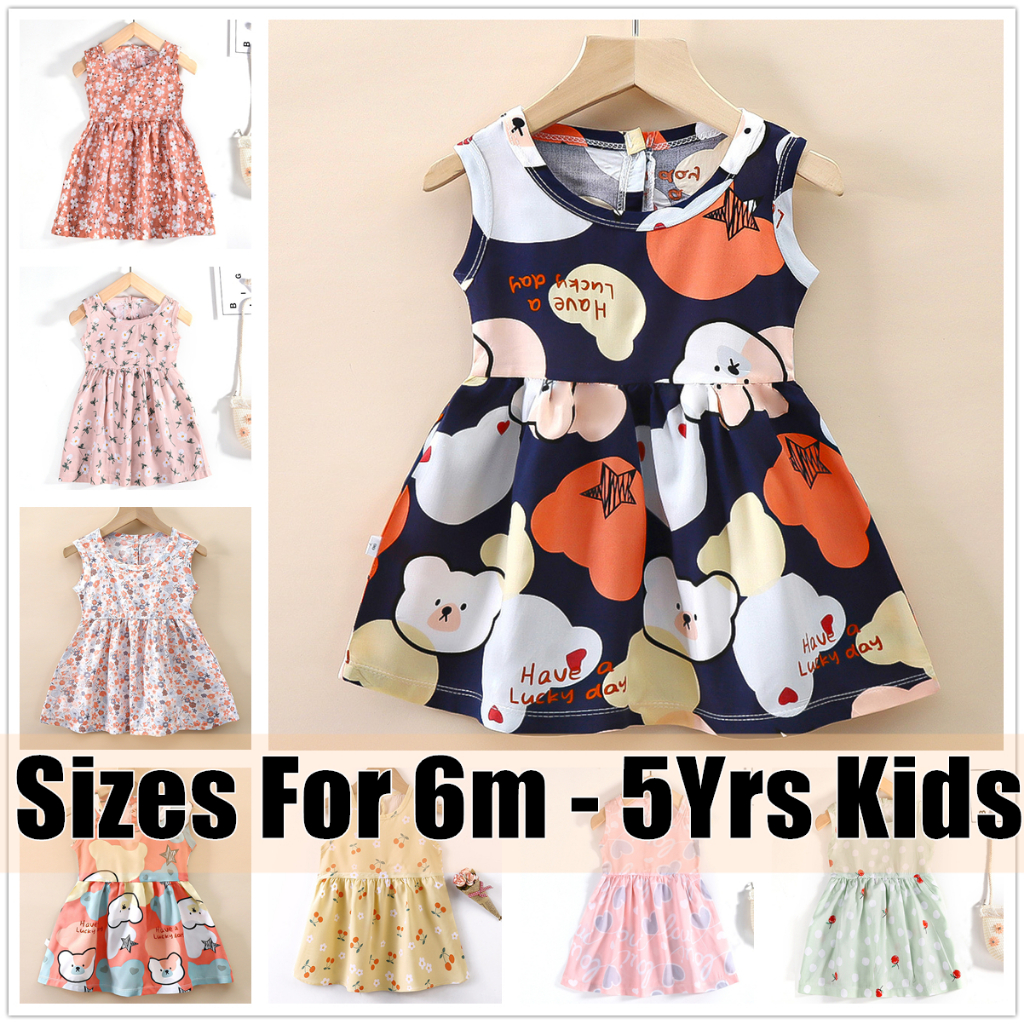 Baju Baby Girl Dress Summer Girls Sleeveless Cotton-Silk Cute Cartoon Dress princess dresses Pakaian Gadis Puteri