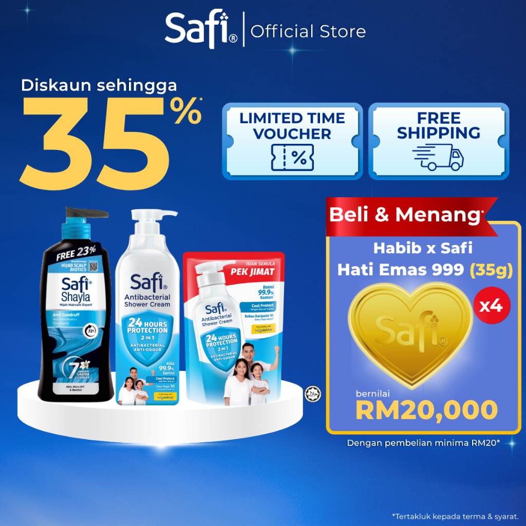 [Exclusive Anniversary Bundle] Safi Shayla Anti Dandruff Shampoo (640g) + Shower Cream Cool Protect 