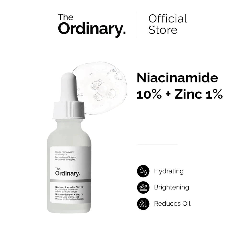 The Ordinary Niacinamide 10% + Zinc 1% Serum & Essence genuine, oil control, brightening, dullness