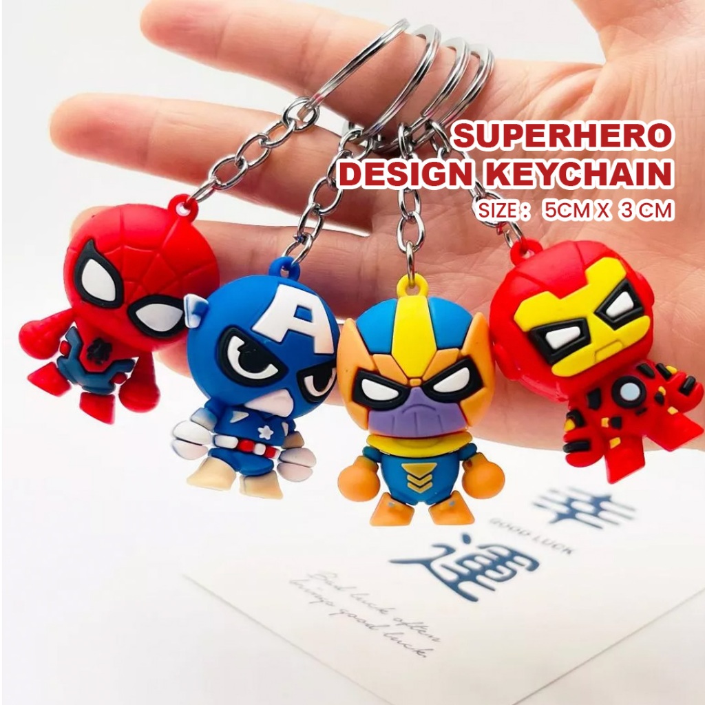 (5cm) MILANDO Superhero Toy Key Chain Plush Toy Small Pendant Keychain Souvenir 钥匙圈 (Type 10)