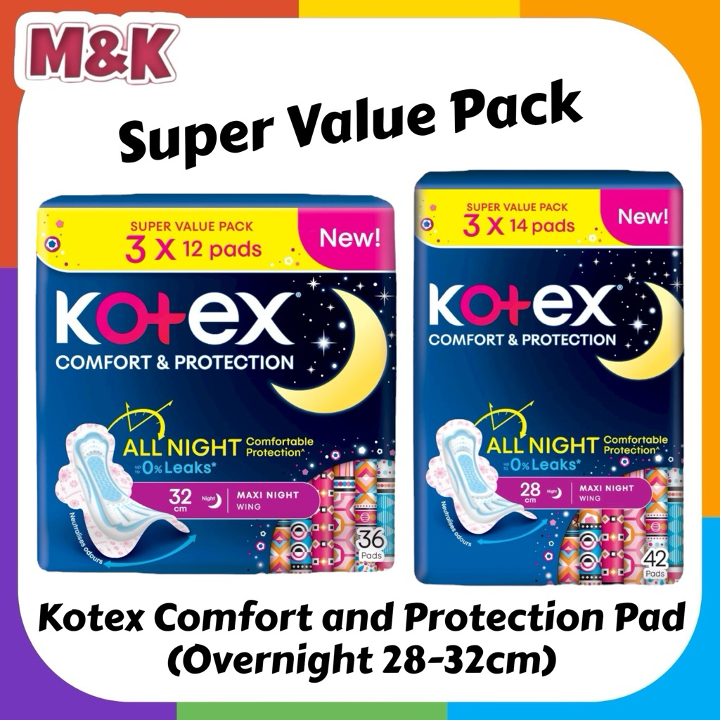 Kotex Comfort and Protection Pad (Overnight 28-32cm)
