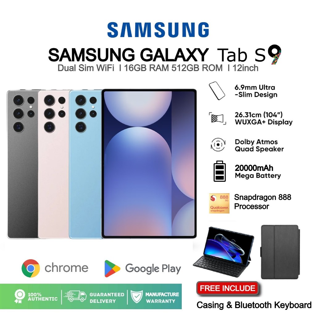 2025 New Samsung Galaxy Tab S9 Tablet 12inch | 16GB RAM +512GB ROM | Smart Tablet Android14 Wi-Fi + Cellular