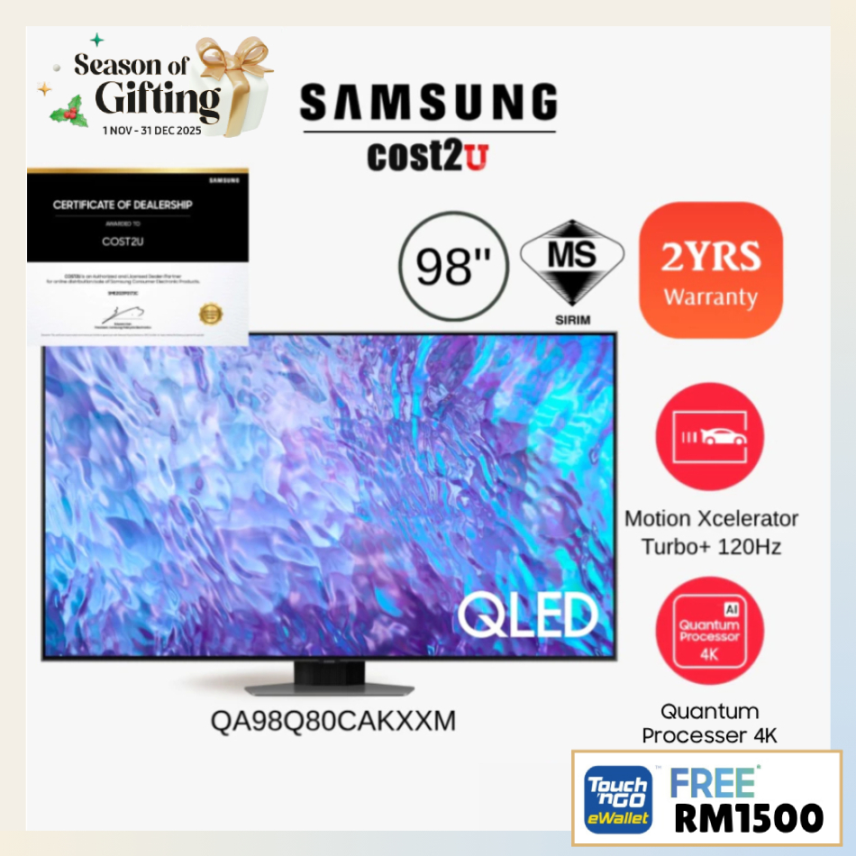 Samsung 98" Q80C QLED 4K Smart TV 120Hz (2023) | QA98Q80CAKXXM Television Televisyen 電視機
