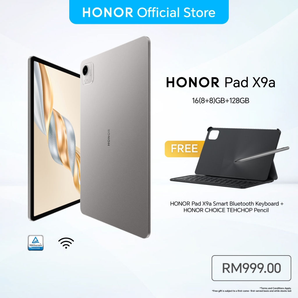 HONOR Pad X9a Tablet 16(8+8)GB+128GB 11.5" 120Hz 2.5K Display 8300mAh 35W Fast Charging Snapdragon® 685