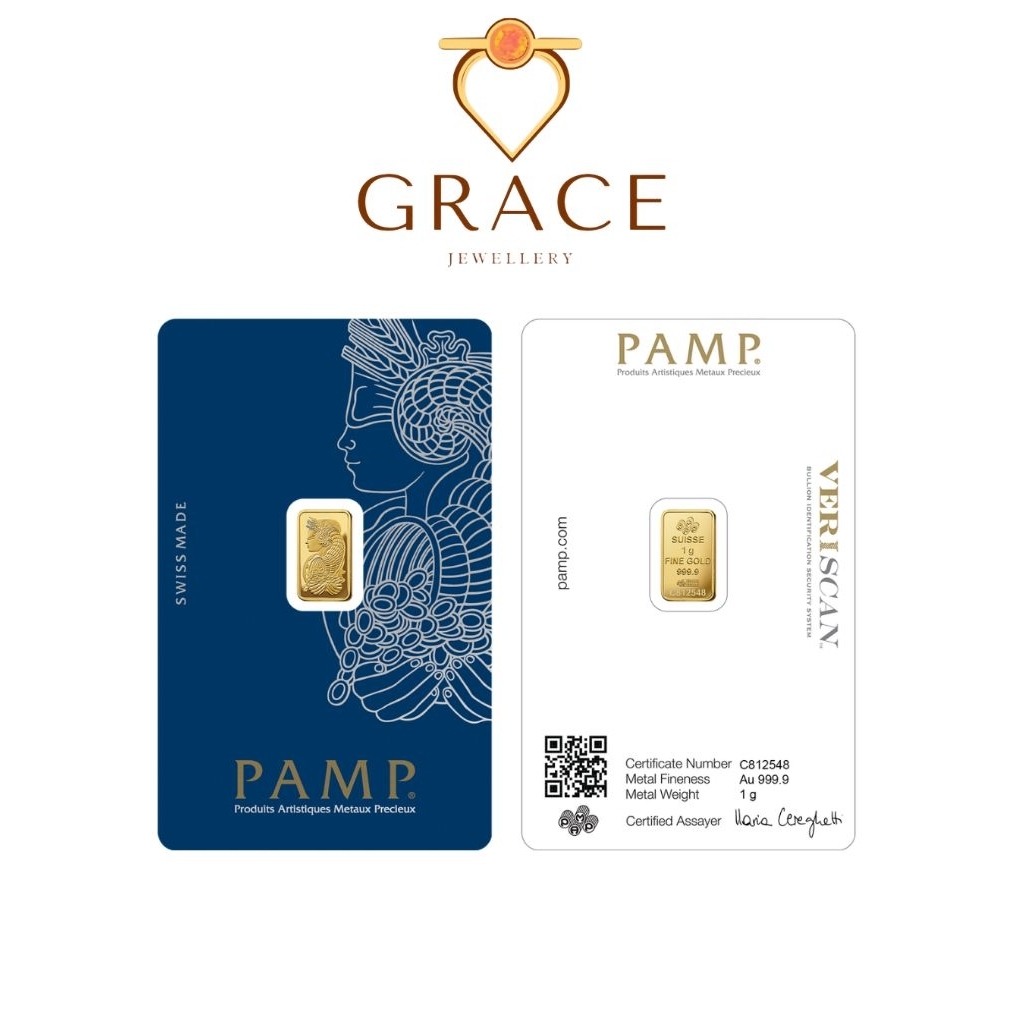 Grace Jewellery 1 Gram 999.9 PAMP Suisse Gold Bar - Lady Fortuna&hellip;