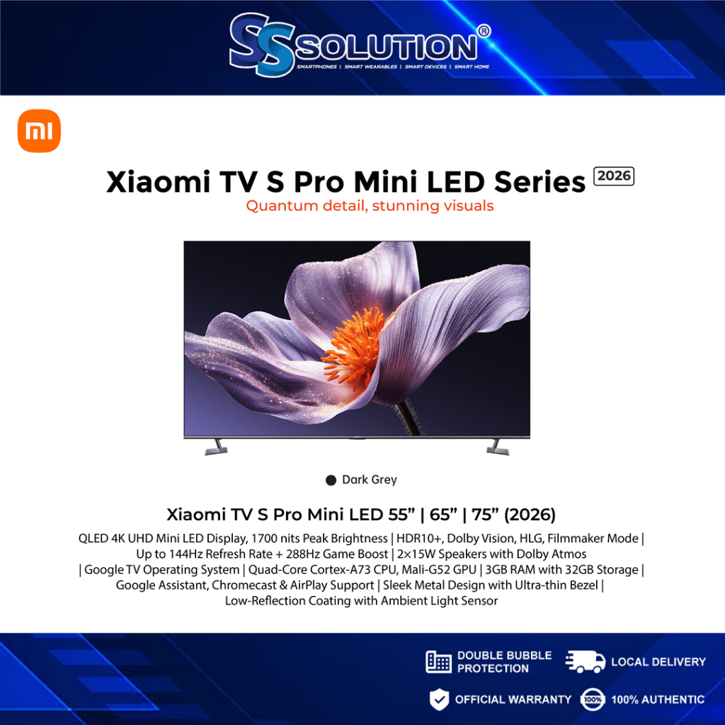 [NEW 2026] Xiaomi TV S Pro Mini LED 2026 (55"/65" /75") | 4K/Mini LED/144Hz/HDR10+/Google TV/Dolby Audio™️