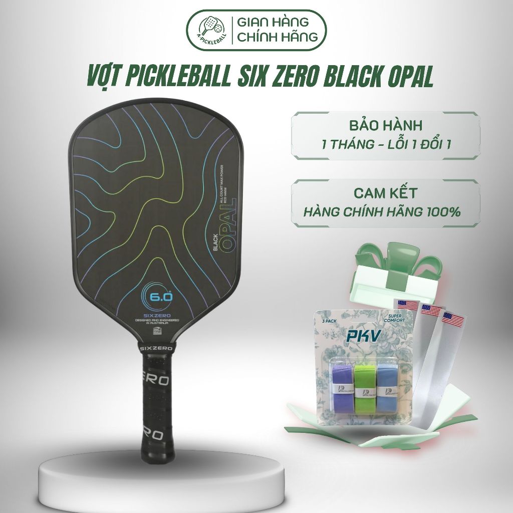 Genuine Six Zero Black Opal 14mm Pickleball Racket