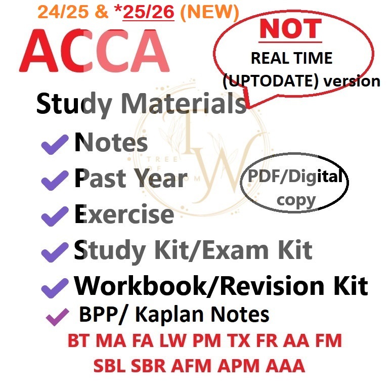 24/25&25/26 ACCA Study Materials｜BPP/ Kaplan Notes｜Past Paper｜BT MA FA LW PM TX FR AA FM SBL SBR AFM APM AAA