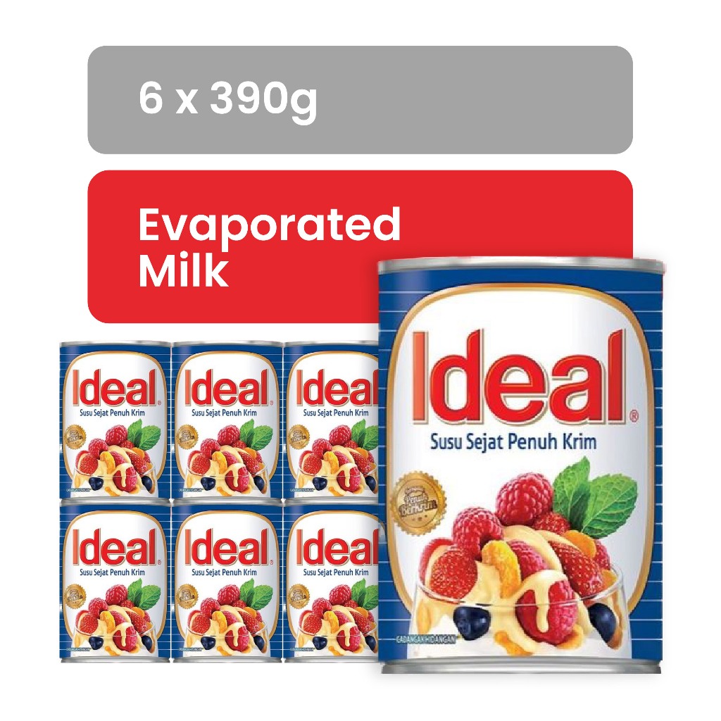 IDEAL Full Cream Evaporated Milk [390G X 6]