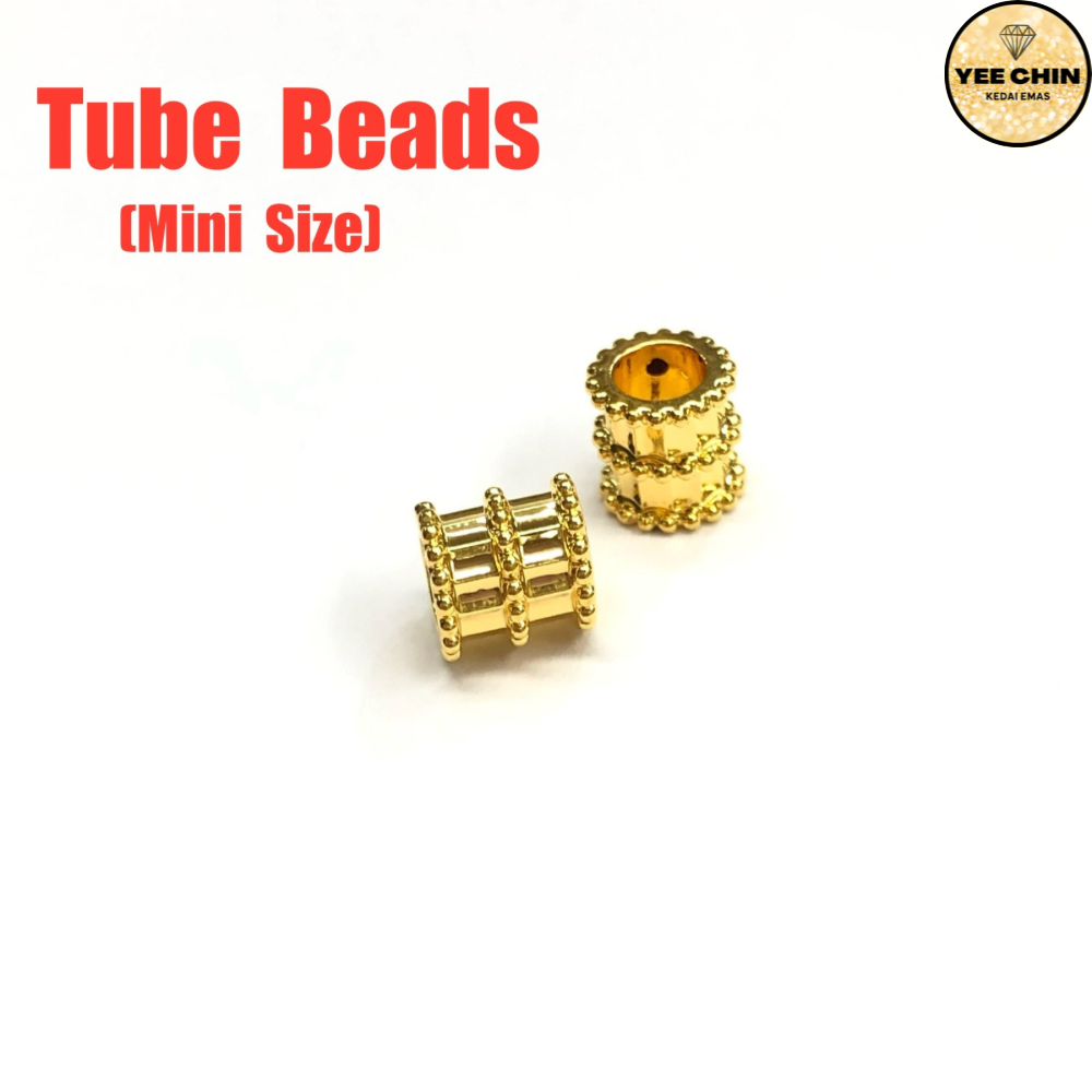 Yee Chin Emas 916 Mini Size BVL Tube 5D Beads / Charms Pdr Gold 916 迷你小蛮腰黄金916
