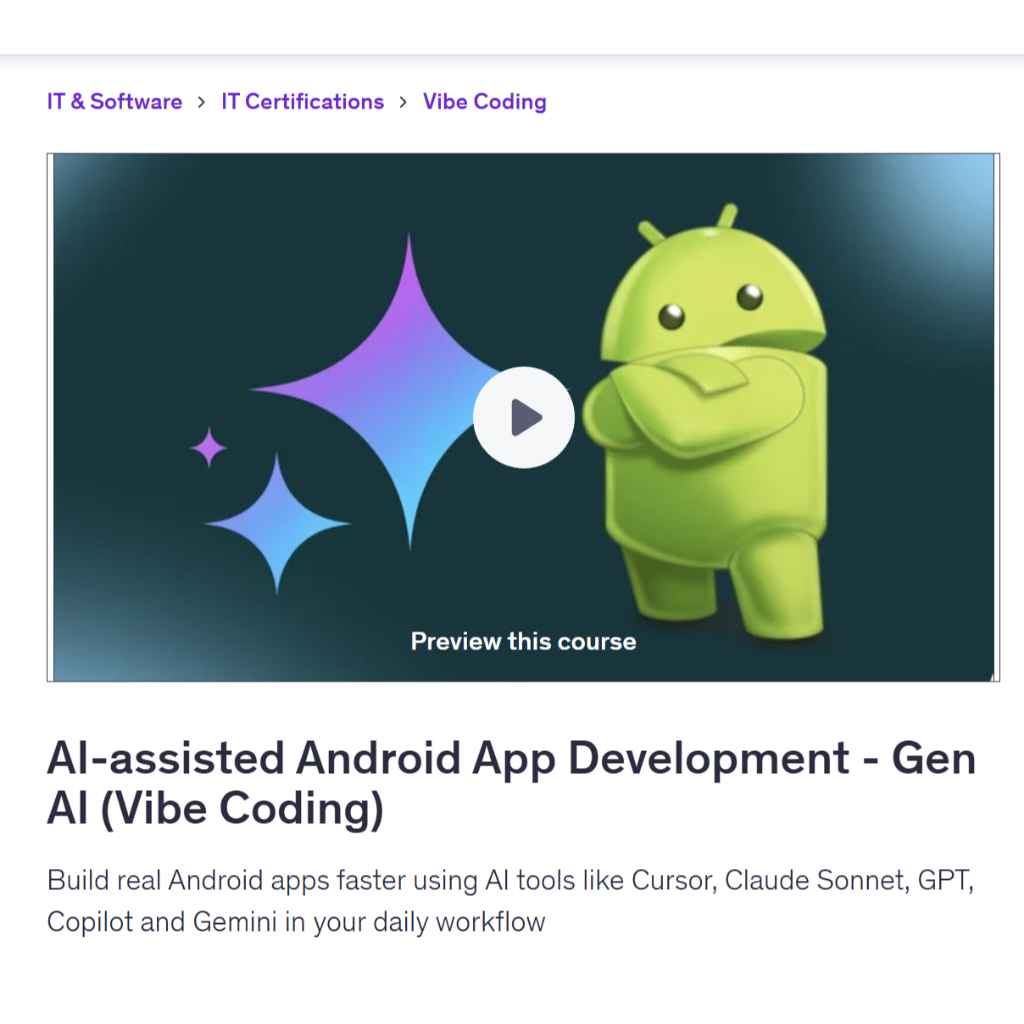 Vibe Coding Video Course-AI-assisted Android App Development - Gen AI (Vibe Coding) | Coding With Ai Coding Video Lesson