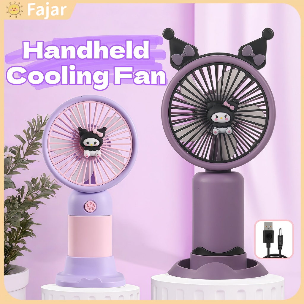 Sanrio Kuromi Handheld Cooling Fan USB Fan Mini Fan  Summer Portable Hand-held Usb Charge Kipas Mini Kipas