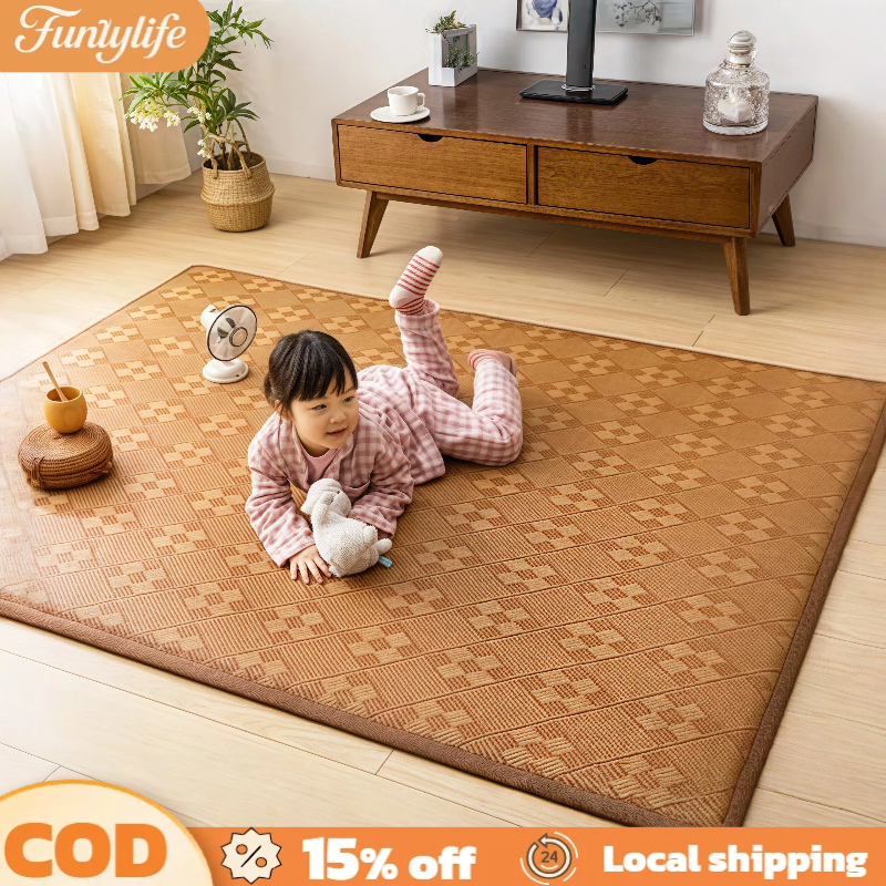 𝑭𝑼𝑵𝒀𝑳𝑰𝑭𝑬 musim panas sejuk Rotan Mat Tikar Rotan Tikar bulut penyejukan Mat tiga keping ais sutera Mat