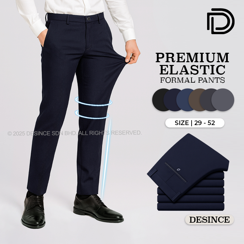 ?? DESINCE Formal Pants Elastic Pants Men Business Trousers Casual Pant Office Wear Seluar Kerja Office MP 098