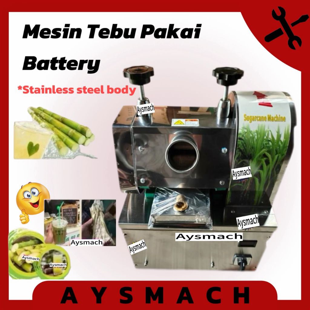 Premium Rechargeable Stainless Steel Mesin Tebu Bateri Elektric Sugarcane Juicer Battery Machine