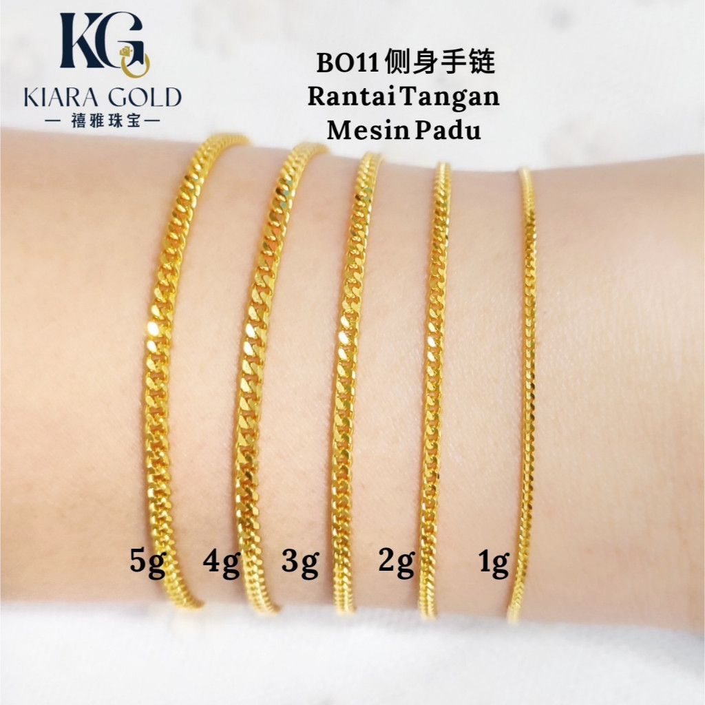 Emas 916 Gelang Tangan I Rantai Tangan Mesin  / Emas 916 Rantai Tangan | Gold 916 Bracelets - BO11+
