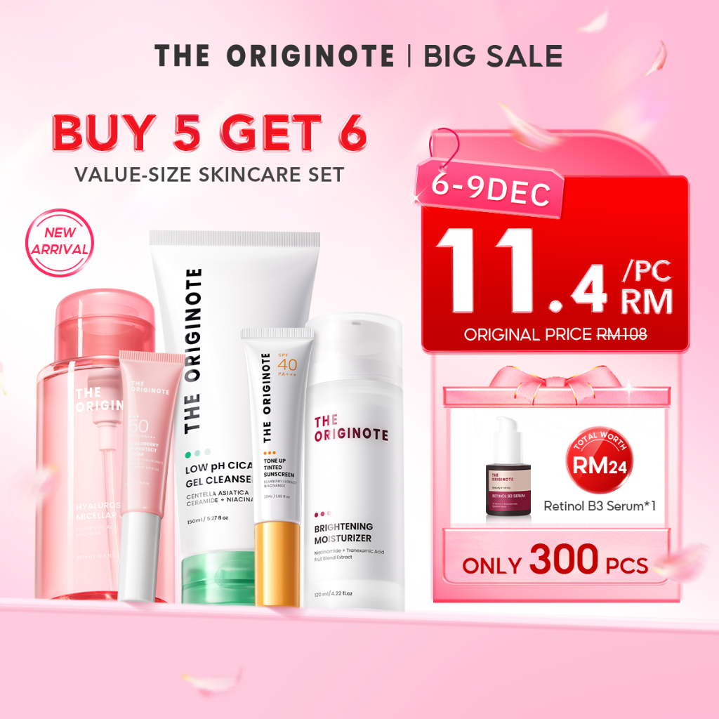 【Buy 5 Get 6】BUNDLE 5in1 The Originote Skincare Package Face Wash Cleanser Toner Serum Moisturizer Gel Sunscreen