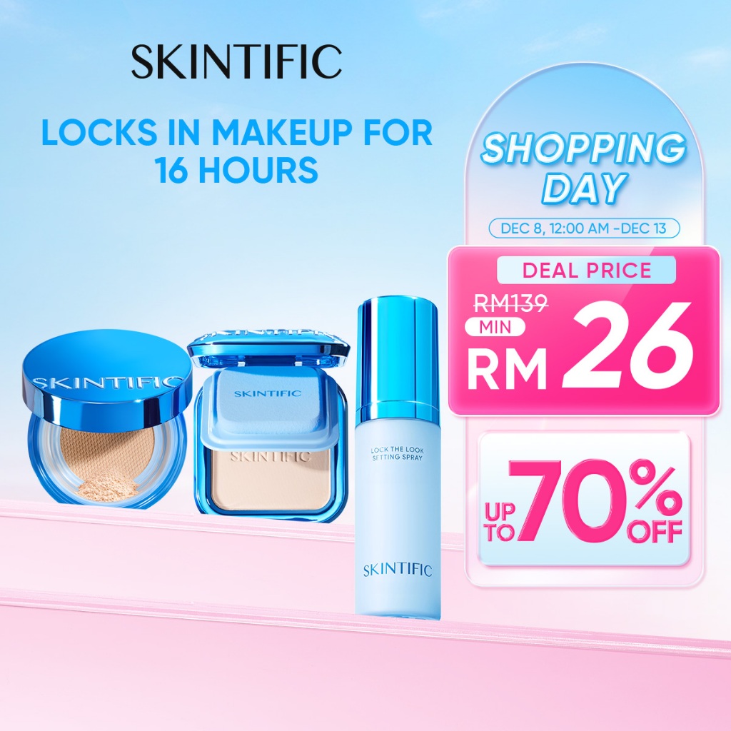 SKINTIFIC Setting Series Long-time Lasting Makeup set Flawless Foundation Compact Powder/Loose Powder/Setting Spray