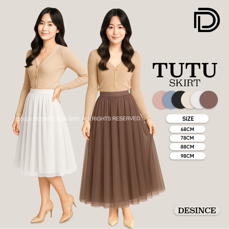 ?? DESINCE Women Skirt Tutu Princess Tulle Skirts Long Maxi 3 Layer Skirts Perempuan Panjang High Waist Pleated WP 053