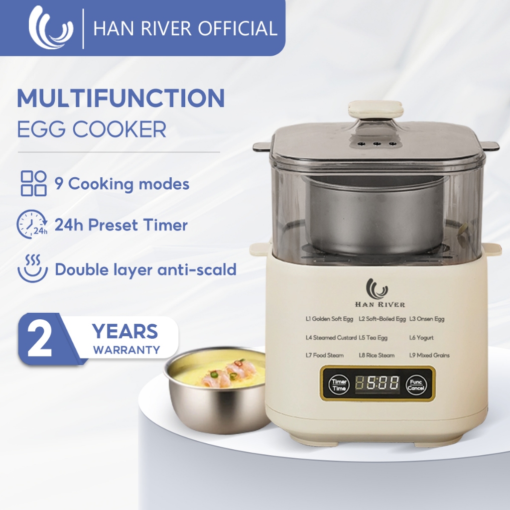 HAN RIVER Egg Boiler Multifunctional 9 Modes Egg Cooker Half Boiled Egg Maker Double Layer HRZDQ02